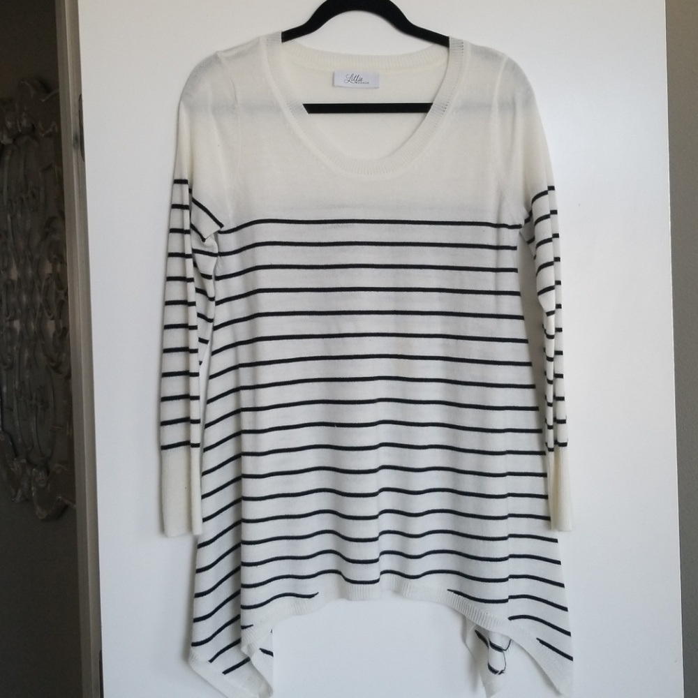 White and black sweater